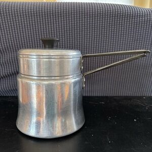 Vintage 1 1/2 Qt Mirro Brand Aluminum Double Boiler w/Lid for Campfire Cooking